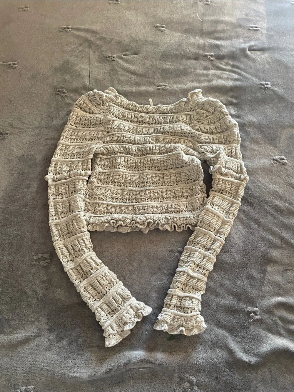 Free People Cream Crochet Knit Cardigan